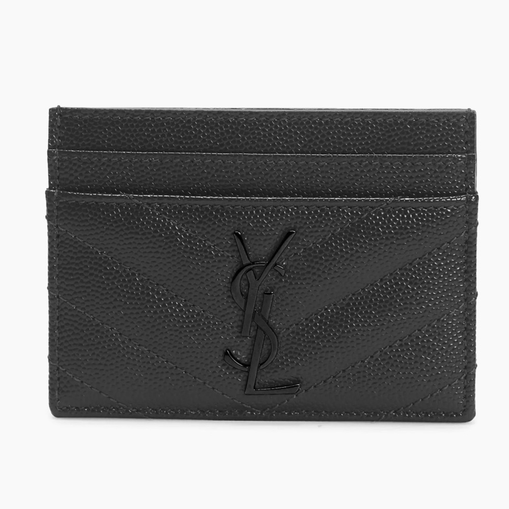 Saint Laurent Cassandre Matelassé Card Case in Smooth Leather